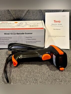 Tera D5100Y Wired 1D 2D QR Barcode Scanner USB Handheld Reader Open Box - New